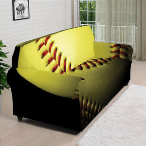 Yellow Softball Ball Print Sofa Cover