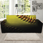 Yellow Softball Ball Print Sofa Slipcover