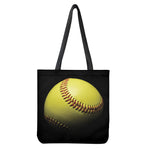 Yellow Softball Ball Print Tote Bag