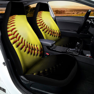 Yellow Softball Ball Print Universal Fit Car Seat Covers