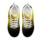 Yellow Softball Ball Print White Sneakers