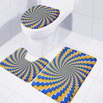 Yellow Spiral Moving Optical Illusion 3 Piece Bath Mat Set