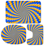 Yellow Spiral Moving Optical Illusion 3 Piece Bath Mat Set