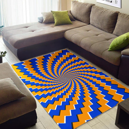 Yellow Spiral Moving Optical Illusion Area Rug GearFrost