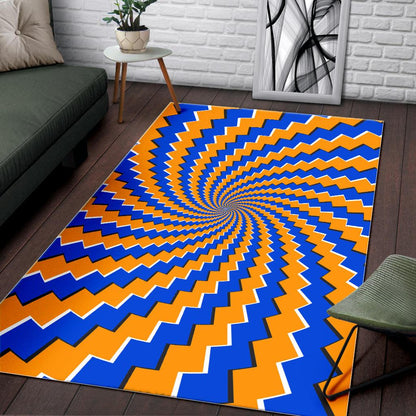 Yellow Spiral Moving Optical Illusion Area Rug GearFrost