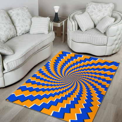 Yellow Spiral Moving Optical Illusion Area Rug GearFrost