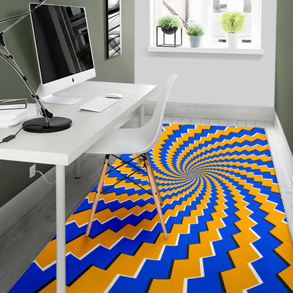 Yellow Spiral Moving Optical Illusion Area Rug GearFrost