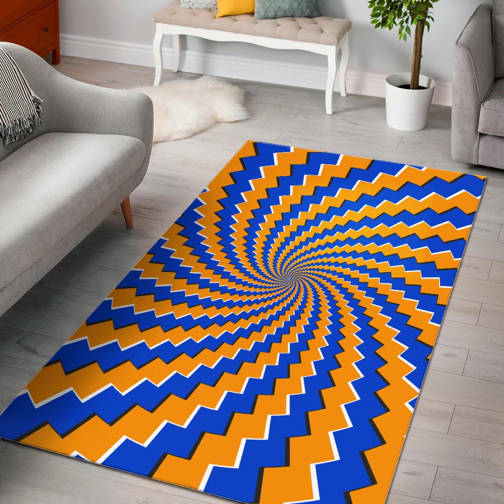 Yellow Spiral Moving Optical Illusion Area Rug GearFrost