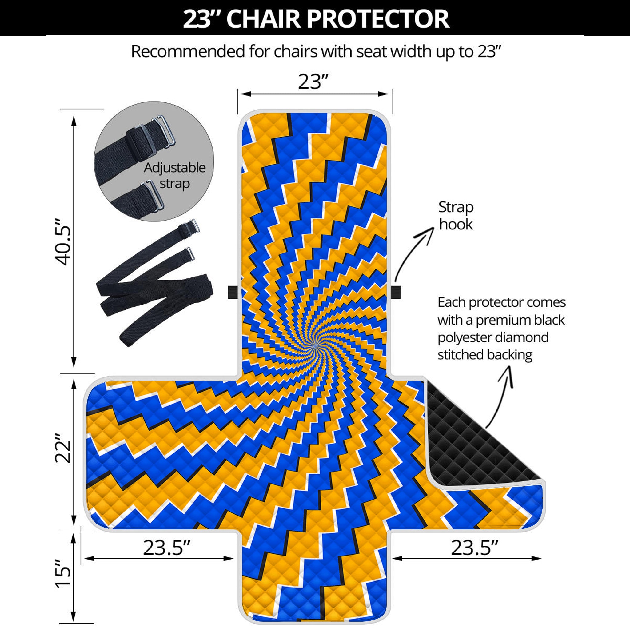 Yellow Spiral Moving Optical Illusion Armchair Protector