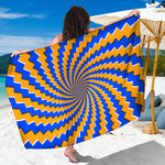 Yellow Spiral Moving Optical Illusion Beach Sarong Wrap