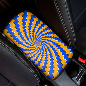 Yellow Spiral Moving Optical Illusion Car Center Console Cover