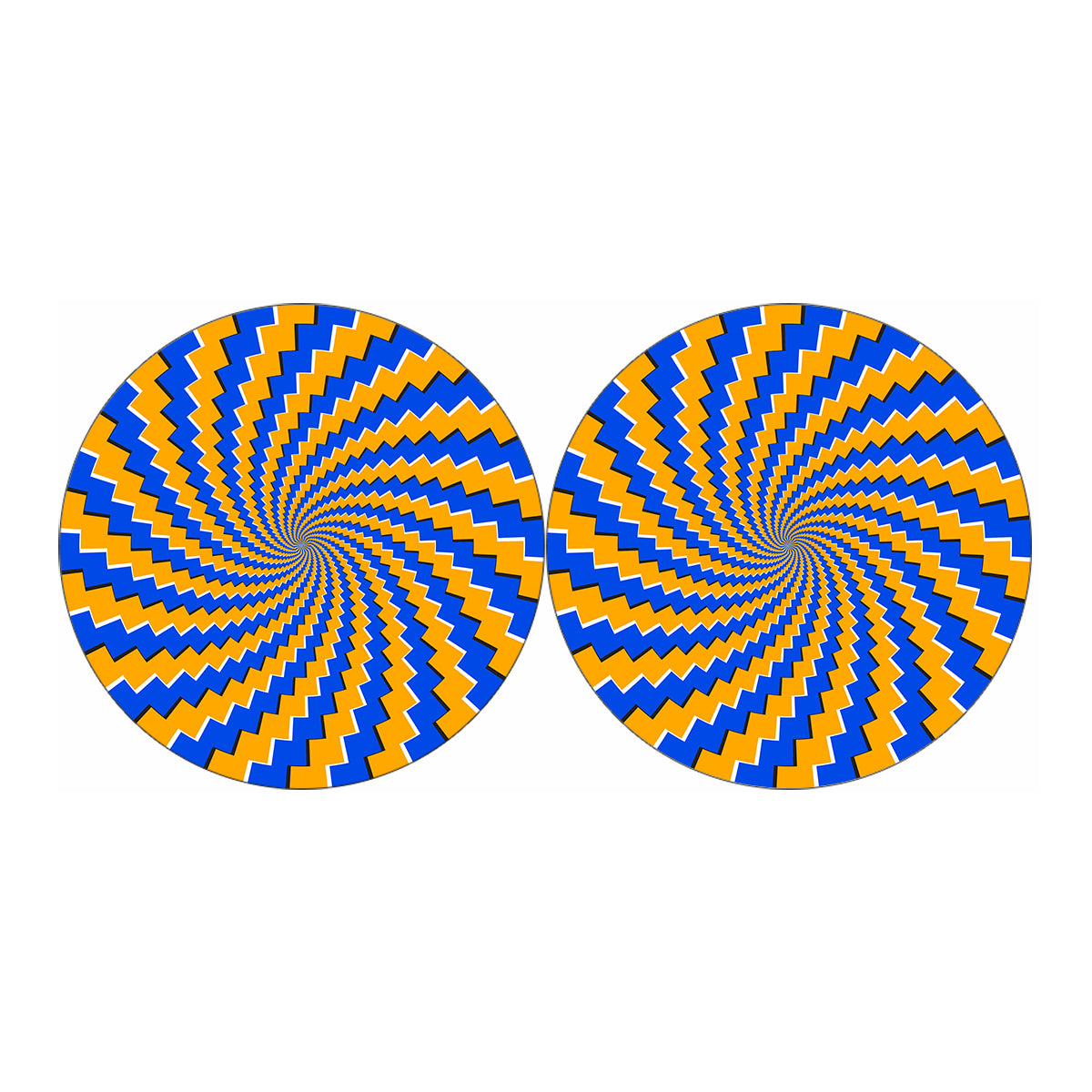 Yellow Spiral Moving Optical Illusion Car Coasters