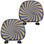 Yellow Spiral Moving Optical Illusion Car Headrest Covers
