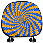 Yellow Spiral Moving Optical Illusion Car Headrest Covers