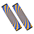 Yellow Spiral Moving Optical Illusion Car Seat Belt Covers