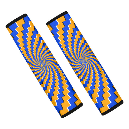 Yellow Spiral Moving Optical Illusion Car Seat Belt Covers