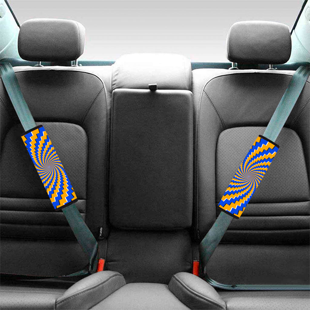 Yellow Spiral Moving Optical Illusion Car Seat Belt Covers