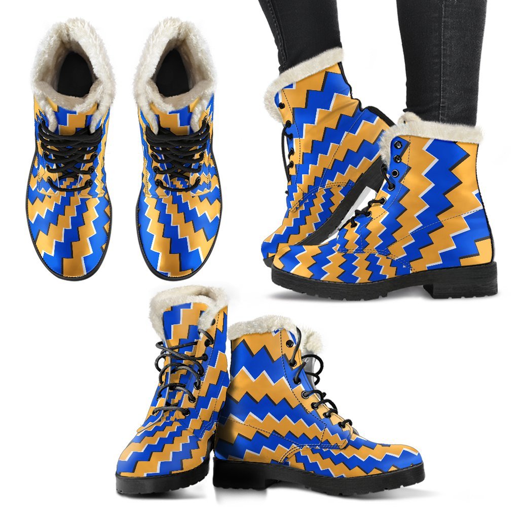 Yellow Spiral Moving Optical Illusion Comfy Boots GearFrost
