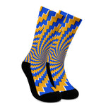 Yellow Spiral Moving Optical Illusion Crew Socks