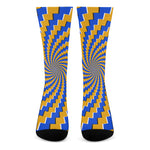 Yellow Spiral Moving Optical Illusion Crew Socks