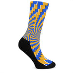 Yellow Spiral Moving Optical Illusion Crew Socks