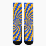 Yellow Spiral Moving Optical Illusion Crew Socks