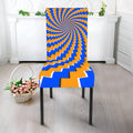 Yellow Spiral Moving Optical Illusion Dining Chair Slipcover