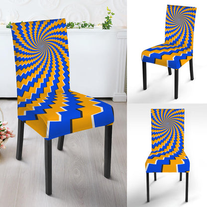 Yellow Spiral Moving Optical Illusion Dining Chair Slipcover