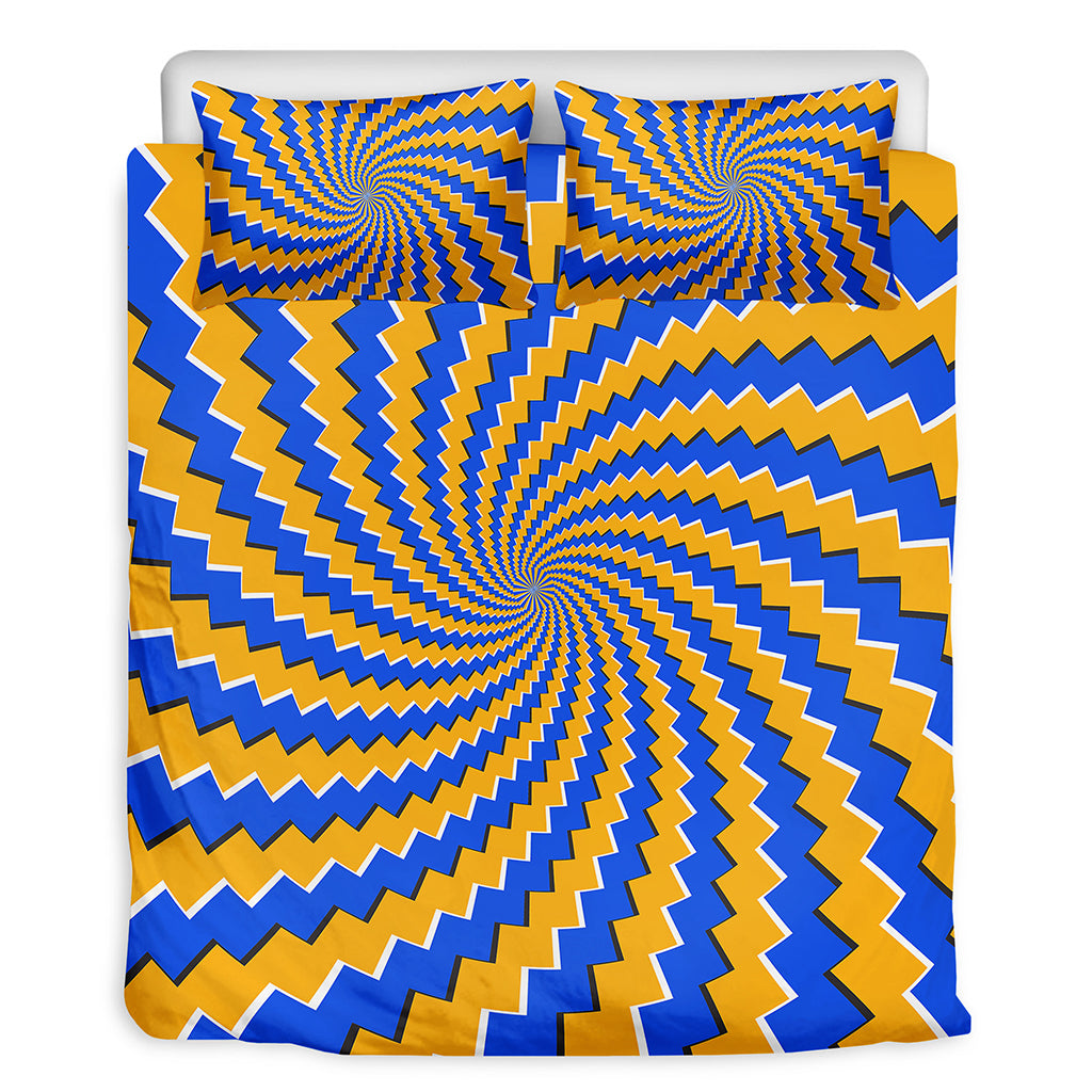 Yellow Spiral Moving Optical Illusion Duvet Cover Bedding Set