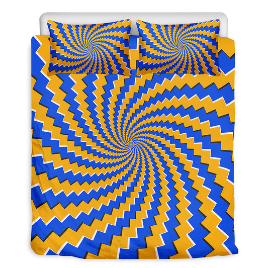 Yellow Spiral Moving Optical Illusion Duvet Cover Bedding Set