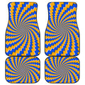 Yellow Spiral Moving Optical Illusion Front and Back Car Floor Mats