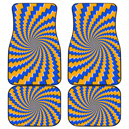 Yellow Spiral Moving Optical Illusion Front and Back Car Floor Mats