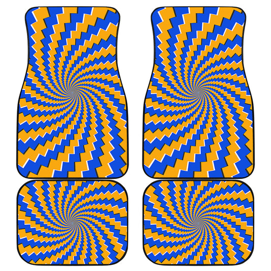 Yellow Spiral Moving Optical Illusion Front and Back Car Floor Mats