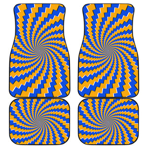 Yellow Spiral Moving Optical Illusion Front and Back Car Floor Mats