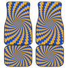 Yellow Spiral Moving Optical Illusion Front and Back Car Floor Mats