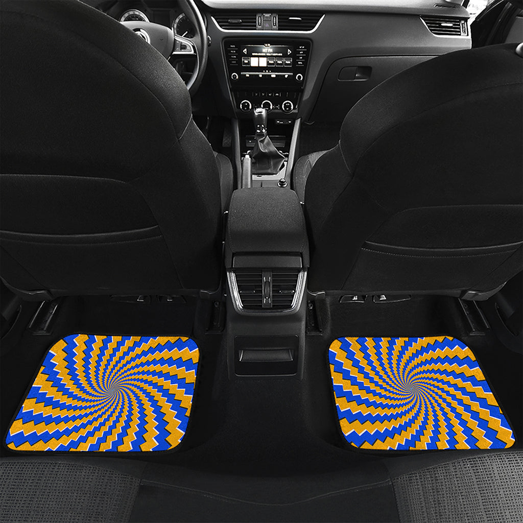 Yellow Spiral Moving Optical Illusion Front and Back Car Floor Mats