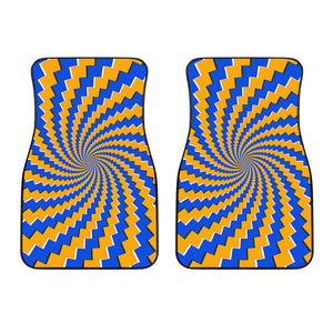 Yellow Spiral Moving Optical Illusion Front Car Floor Mats