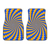 Yellow Spiral Moving Optical Illusion Front Car Floor Mats