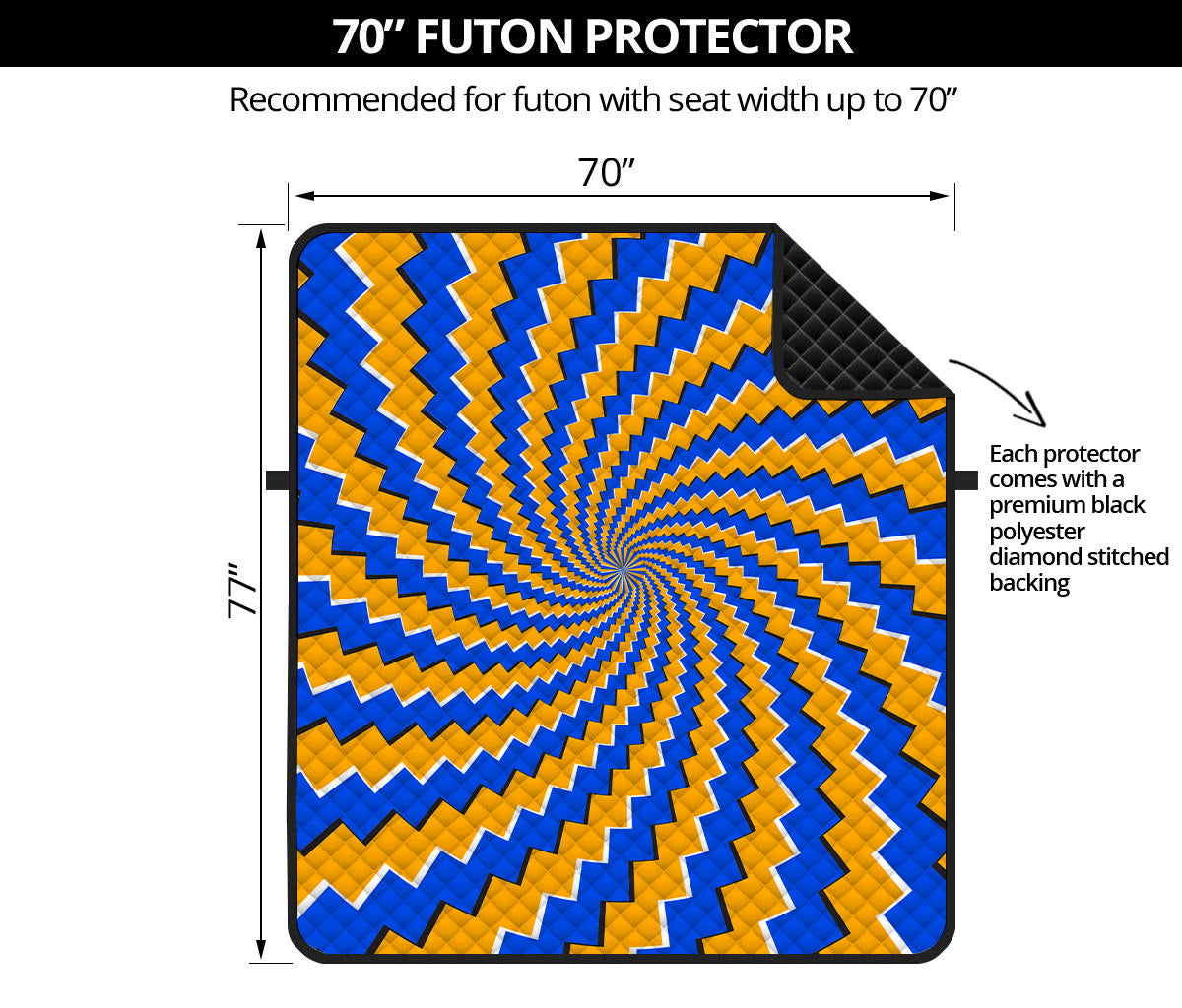 Yellow Spiral Moving Optical Illusion Futon Protector