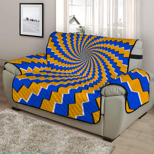 Yellow Spiral Moving Optical Illusion Half Sofa Protector