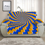 Yellow Spiral Moving Optical Illusion Half Sofa Protector