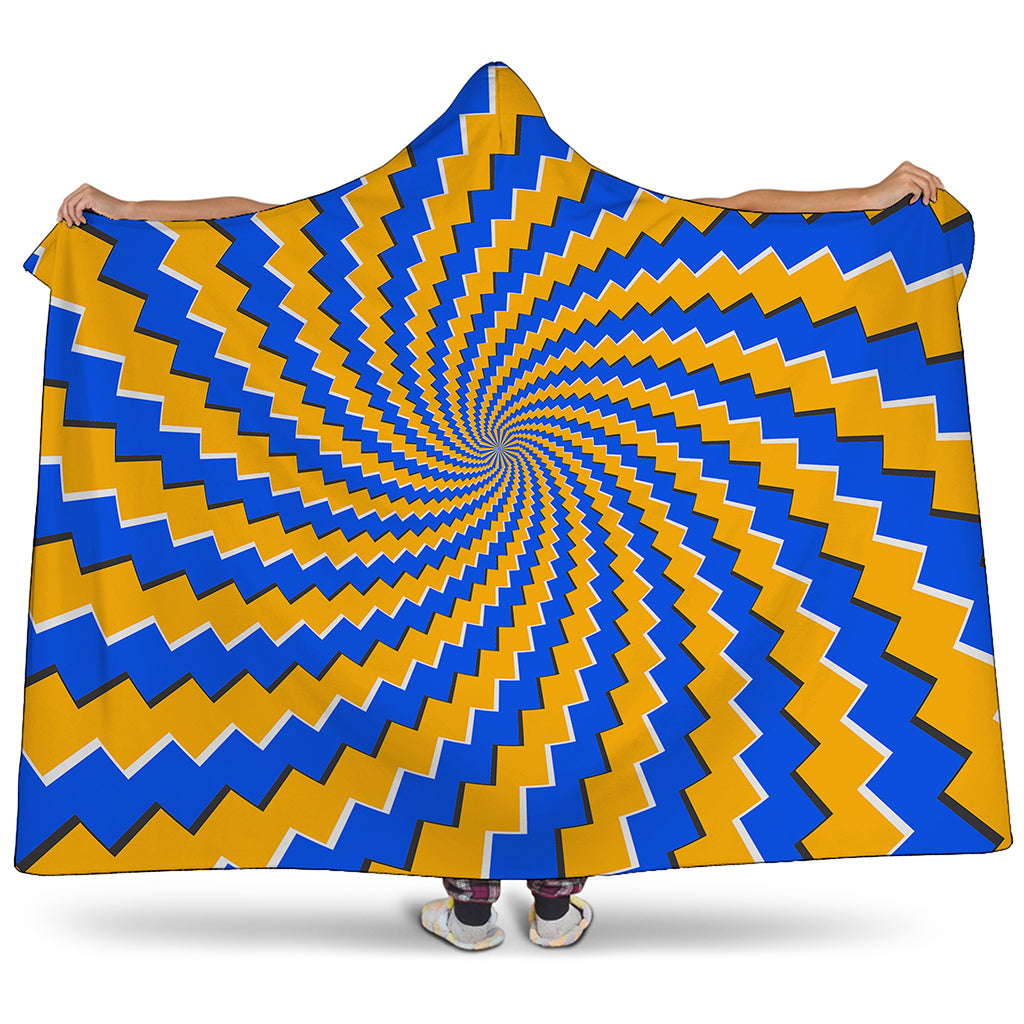 Yellow Spiral Moving Optical Illusion Hooded Blanket