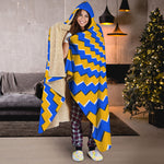 Yellow Spiral Moving Optical Illusion Hooded Blanket
