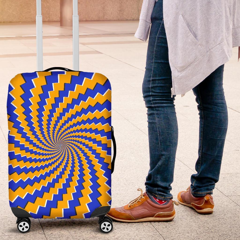 Yellow Spiral Moving Optical Illusion Luggage Cover GearFrost