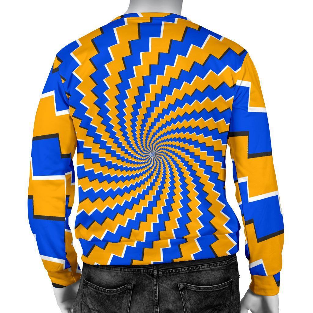 Yellow Spiral Moving Optical Illusion Men's Crewneck Sweatshirt GearFrost