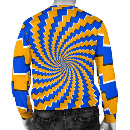 Yellow Spiral Moving Optical Illusion Men's Crewneck Sweatshirt GearFrost