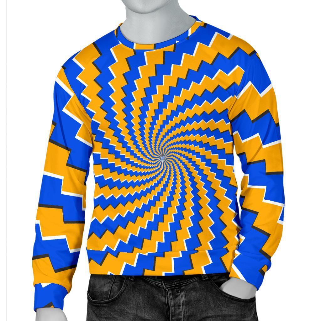 Yellow Spiral Moving Optical Illusion Men's Crewneck Sweatshirt GearFrost