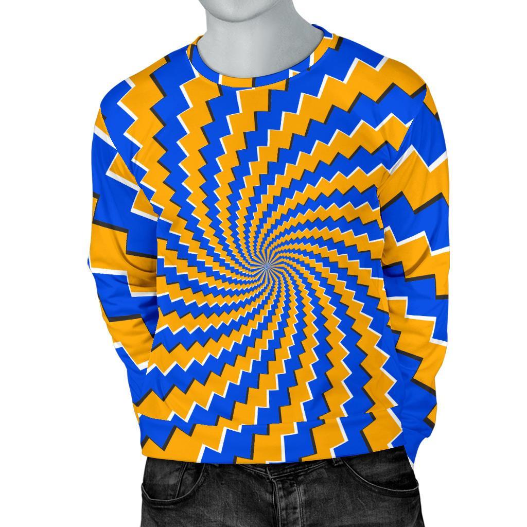 Yellow Spiral Moving Optical Illusion Men's Crewneck Sweatshirt GearFrost