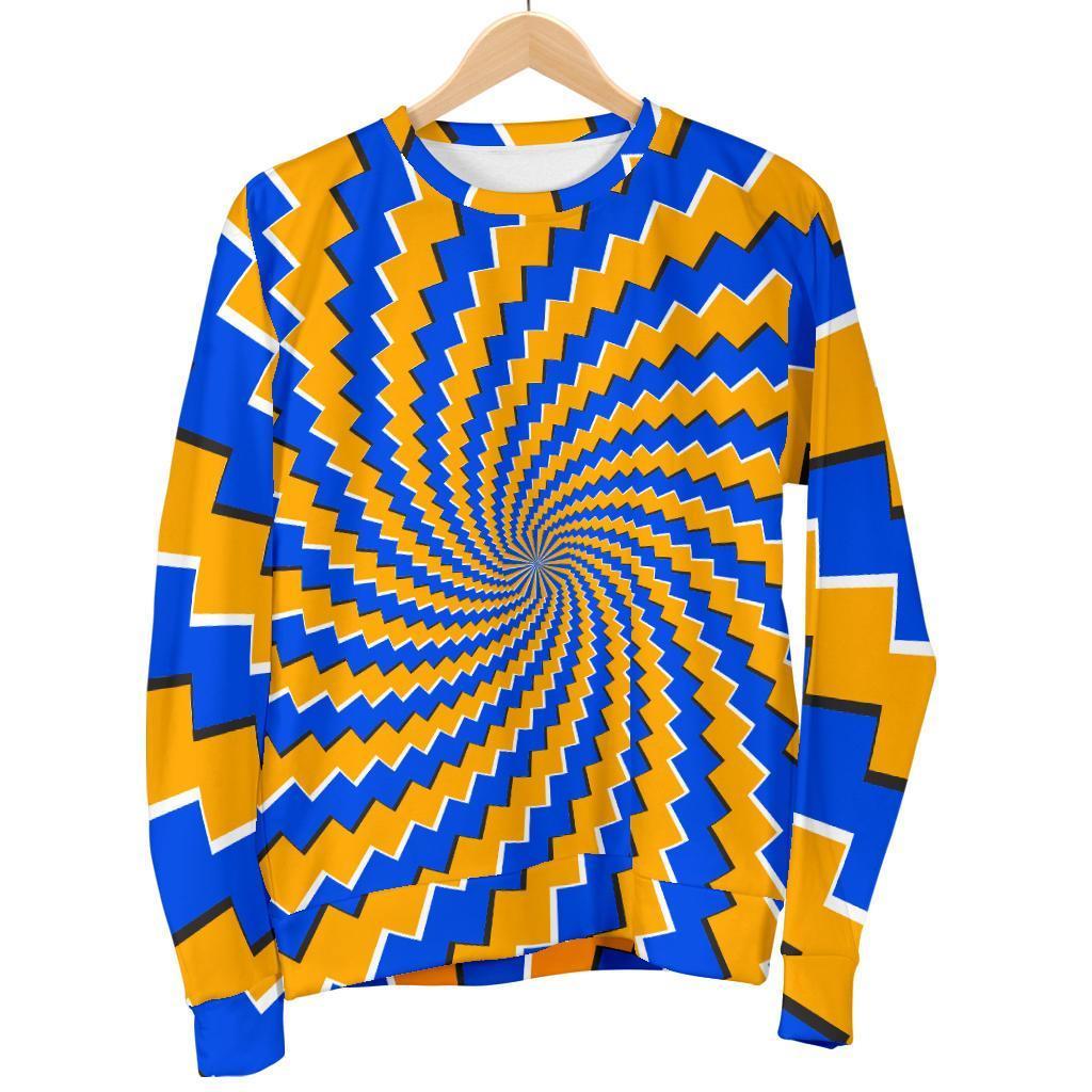Yellow Spiral Moving Optical Illusion Men's Crewneck Sweatshirt GearFrost