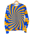 Yellow Spiral Moving Optical Illusion Men's Crewneck Sweatshirt